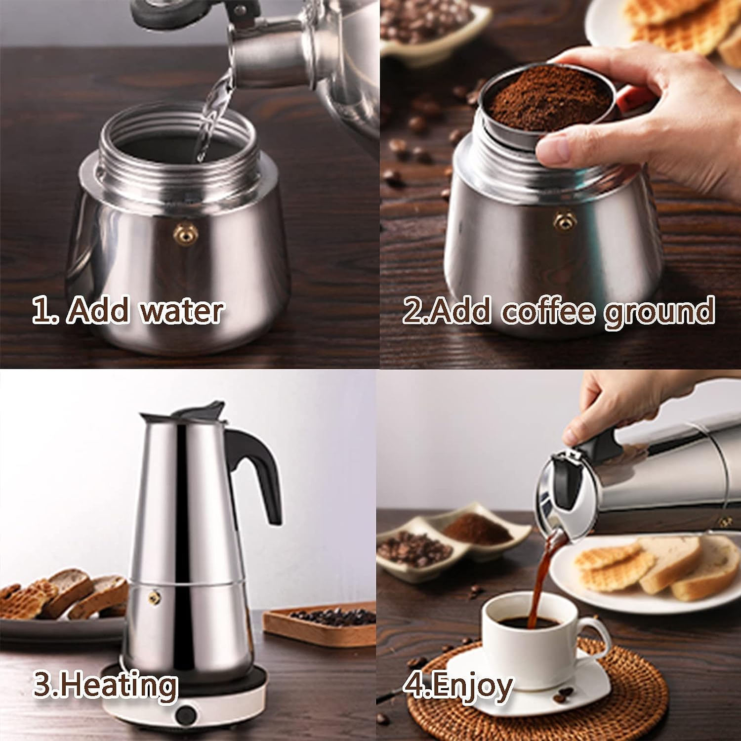 4/6/9 Cups Moka Pot Caffe Mach - Coffee Vending Equipment review and price